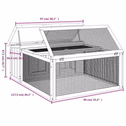 vidaXL Rabbit Hutch Rabbit Run Bunny House Wooden Animal House Solid Wood Pine - grey