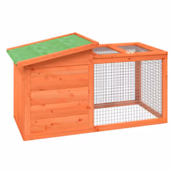 vidaXL Rabbit Hutch Rabbit Run Bunny House Wooden Animal House Solid Wood Pine - brown