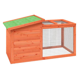 vidaXL Rabbit Hutch Rabbit Run Bunny House Wooden Animal House Solid Wood Pine - brown