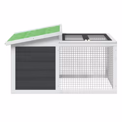 vidaXL Rabbit Hutch Rabbit Run Bunny House Wooden Animal House Solid Wood Pine - grey
