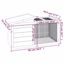 vidaXL Rabbit Hutch Rabbit Run Bunny House Wooden Animal House Solid Wood Pine - grey