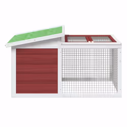 vidaXL Rabbit Hutch Rabbit Run Bunny House Wooden Animal House Solid Wood Pine - mocha