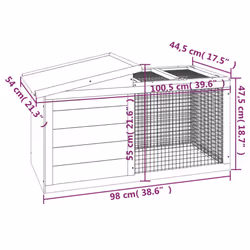 vidaXL Rabbit Hutch Rabbit Run Bunny House Wooden Animal House Solid Wood Pine - mocha - Additional view 6