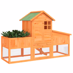 vidaXL Rabbit Hutch Rabbit Run Bunny House Wooden Animal House Solid Wood Pine - brown