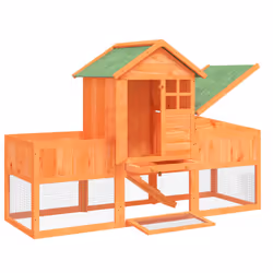 vidaXL Rabbit Hutch Rabbit Run Bunny House Wooden Animal House Solid Wood Pine - brown - Additional view 4