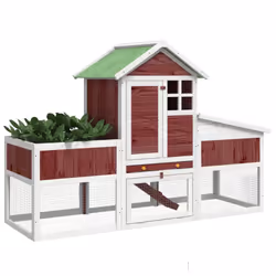 vidaXL Rabbit Hutch Rabbit Run Bunny House Wooden Animal House Solid Wood Pine - mocha - Additional view 2