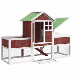 vidaXL Rabbit Hutch Rabbit Run Bunny House Wooden Animal House Solid Wood Pine - mocha - Additional view 4