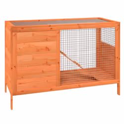 vidaXL Rabbit Hutch Rabbit Run Bunny House Wooden Animal House Solid Wood Pine - brown