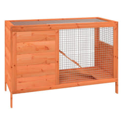 vidaXL Rabbit Hutch Rabbit Run Bunny House Wooden Animal House Solid Wood Pine - brown