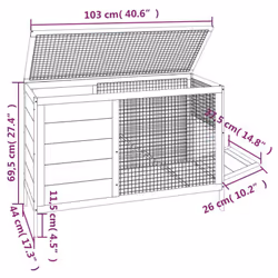 vidaXL Rabbit Hutch Rabbit Run Bunny House Wooden Animal House Solid Wood Pine - brown