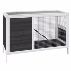 vidaXL Rabbit Hutch Rabbit Run Bunny House Wooden Animal House Solid Wood Pine - grey