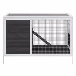 vidaXL Rabbit Hutch Rabbit Run Bunny House Wooden Animal House Solid Wood Pine - grey