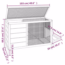 vidaXL Rabbit Hutch Rabbit Run Bunny House Wooden Animal House Solid Wood Pine - mocha