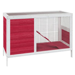 vidaXL Rabbit Hutch Rabbit Run Bunny House Wooden Animal House Solid Wood Pine - red