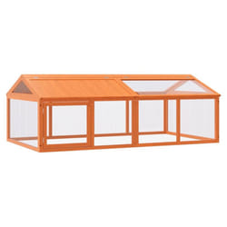 vidaXL Run Box Animal Cage Run Enclosure Wooden Rabbit Hutch Solid Wood Pine - brown
