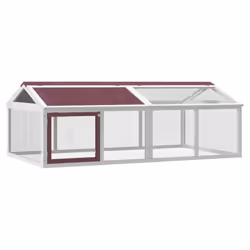 vidaXL Run Box Animal Cage Run Enclosure Wooden Rabbit Hutch Solid Wood Pine - mocha