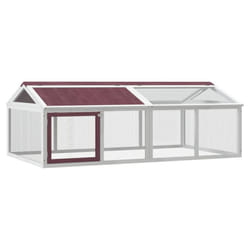 vidaXL Run Box Animal Cage Run Enclosure Wooden Rabbit Hutch Solid Wood Pine - mocha