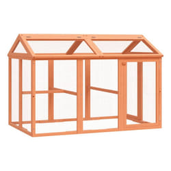 vidaXL Run Box Animal Cage Run Enclosure Wooden Rabbit Hutch Solid Wood Pine - brown