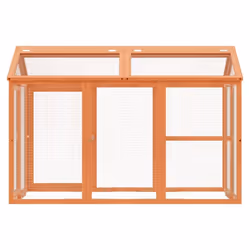 vidaXL Run Box Animal Cage Run Enclosure Wooden Rabbit Hutch Solid Wood Pine - brown