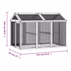 vidaXL Run Box Animal Cage Run Enclosure Wooden Rabbit Hutch Solid Wood Pine - brown