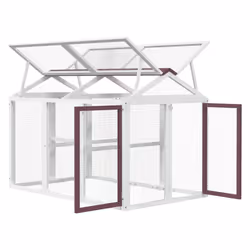 vidaXL Run Box Animal Cage Run Enclosure Wooden Rabbit Hutch Solid Wood Pine - mocha - Additional view 4
