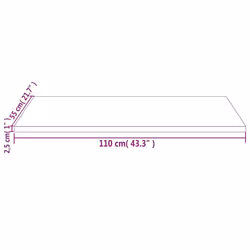 vidaXL Table Top Desk Top Wooden Table Top for Desk Solid Wood Pine Square - brown, 110 x 55 x 2.5 cm