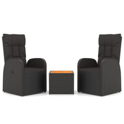 vidaXL Garden Lounge Set 3 Piece Outdoor Lounge Set Table and Chair Black - solid acacia wood