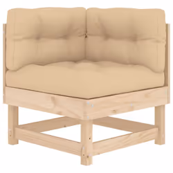 vidaXL Middle Sofas Patio Wooden Sectional Sofa with Cushionss Solid Wood Pine - natural pine, corner sofa