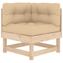 vidaXL Middle Sofas Patio Wooden Sectional Sofa with Cushionss Solid Wood Pine - natural pine, corner sofa