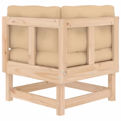 vidaXL Middle Sofas Patio Wooden Sectional Sofa with Cushionss Solid Wood Pine - natural pine, corner sofa - Additional view 4