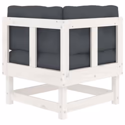 vidaXL Middle Sofas Patio Wooden Sectional Sofa with Cushionss Solid Wood Pine - white pine, corner sofa - Additional view 4