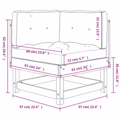 vidaXL Middle Sofas Patio Wooden Sectional Sofa with Cushionss Solid Wood Pine - white pine, corner sofa - Additional view 8