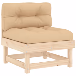 vidaXL Middle Sofas Patio Wooden Sectional Sofa with Cushionss Solid Wood Pine - natural pine, middle sofa