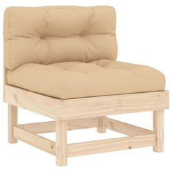 vidaXL Middle Sofas Patio Wooden Sectional Sofa with Cushionss Solid Wood Pine - natural pine, middle sofa