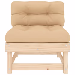 vidaXL Middle Sofas Patio Wooden Sectional Sofa with Cushionss Solid Wood Pine - natural pine, middle sofa