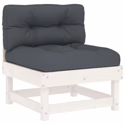 vidaXL Middle Sofas Patio Wooden Sectional Sofa with Cushionss Solid Wood Pine - white pine, middle sofa