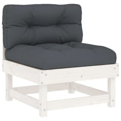 vidaXL Middle Sofas Patio Wooden Sectional Sofa with Cushionss Solid Wood Pine - white pine, middle sofa