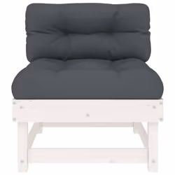 vidaXL Middle Sofas Patio Wooden Sectional Sofa with Cushionss Solid Wood Pine - white pine, middle sofa