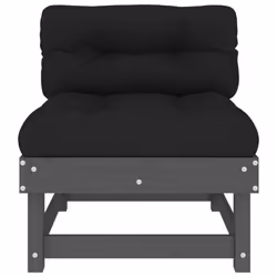 vidaXL Middle Sofas Patio Wooden Sectional Sofa with Cushionss Solid Wood Pine - grey pine, middle sofa