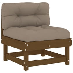 vidaXL Middle Sofas Patio Wooden Sectional Sofa with Cushionss Solid Wood Pine - honey brown pine, middle sofa