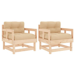 vidaXL Middle Sofas Patio Wooden Sectional Sofa with Cushionss Solid Wood Pine - natural pine, chair