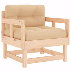 vidaXL Middle Sofas Patio Wooden Sectional Sofa with Cushionss Solid Wood Pine - natural pine, chair