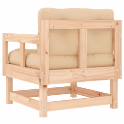 vidaXL Middle Sofas Patio Wooden Sectional Sofa with Cushionss Solid Wood Pine - natural pine, chair - Additional view 5