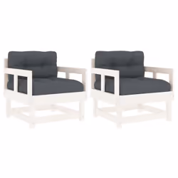 vidaXL Middle Sofas Patio Wooden Sectional Sofa with Cushionss Solid Wood Pine - white pine, chair
