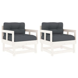 vidaXL Middle Sofas Patio Wooden Sectional Sofa with Cushionss Solid Wood Pine - white pine, chair