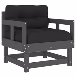 vidaXL Middle Sofas Patio Wooden Sectional Sofa with Cushionss Solid Wood Pine - grey pine, chair