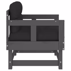 vidaXL Middle Sofas Patio Wooden Sectional Sofa with Cushionss Solid Wood Pine - grey pine, chair - Additional view 4