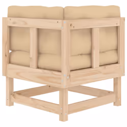 vidaXL Middle Sofas Patio Wooden Sectional Sofa with Cushionss Solid Wood Pine - natural pine, 2x corner - Additional view 6
