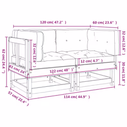 vidaXL Middle Sofas Patio Wooden Sectional Sofa with Cushionss Solid Wood Pine - natural pine, 2x corner - Additional view 9