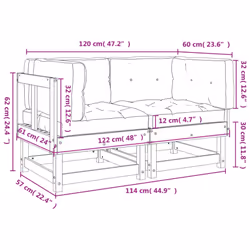 vidaXL Middle Sofas Patio Wooden Sectional Sofa with Cushionss Solid Wood Pine - white pine, 2x corner - Additional view 9